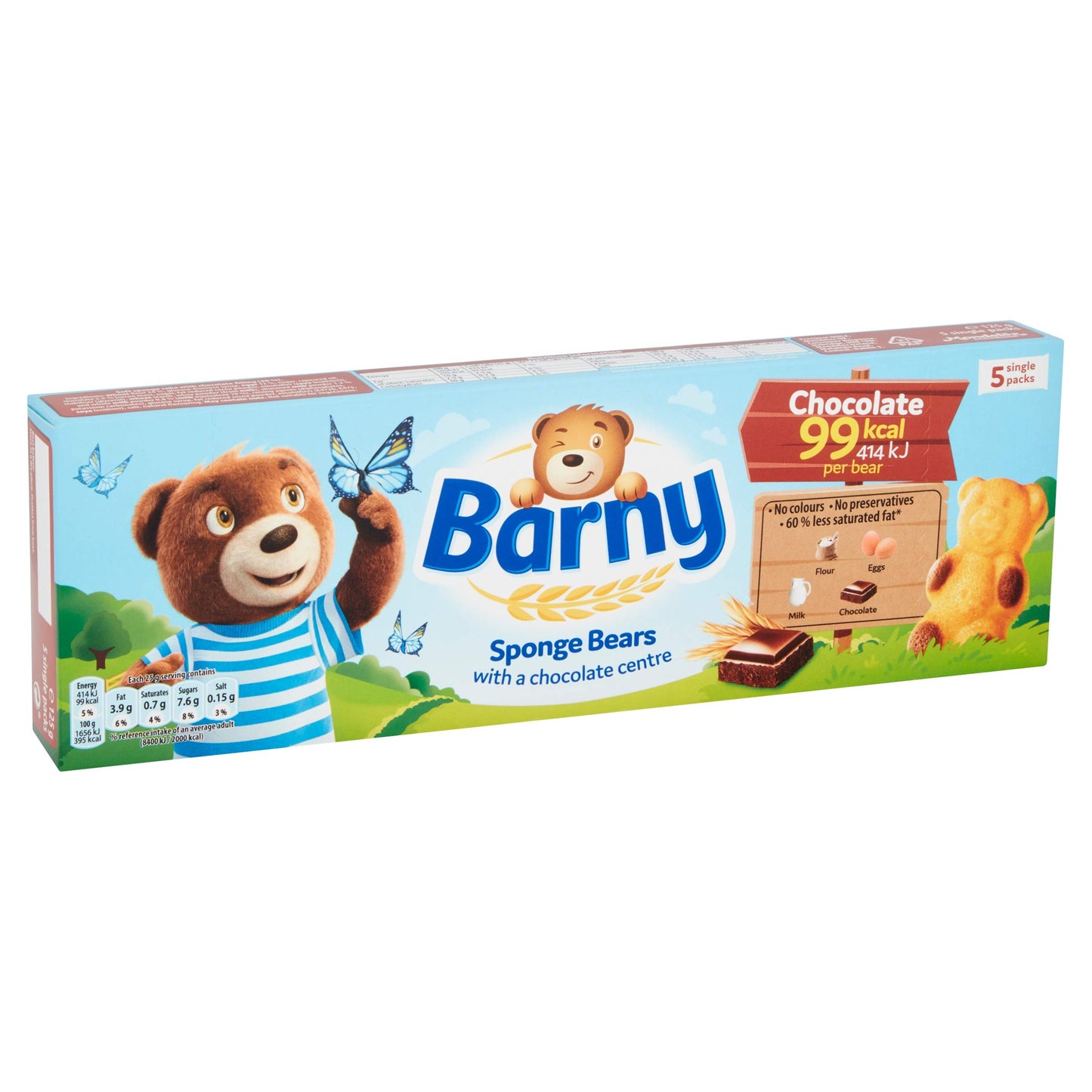 Barny Chocolate Sponge Bears, 5 x 25g