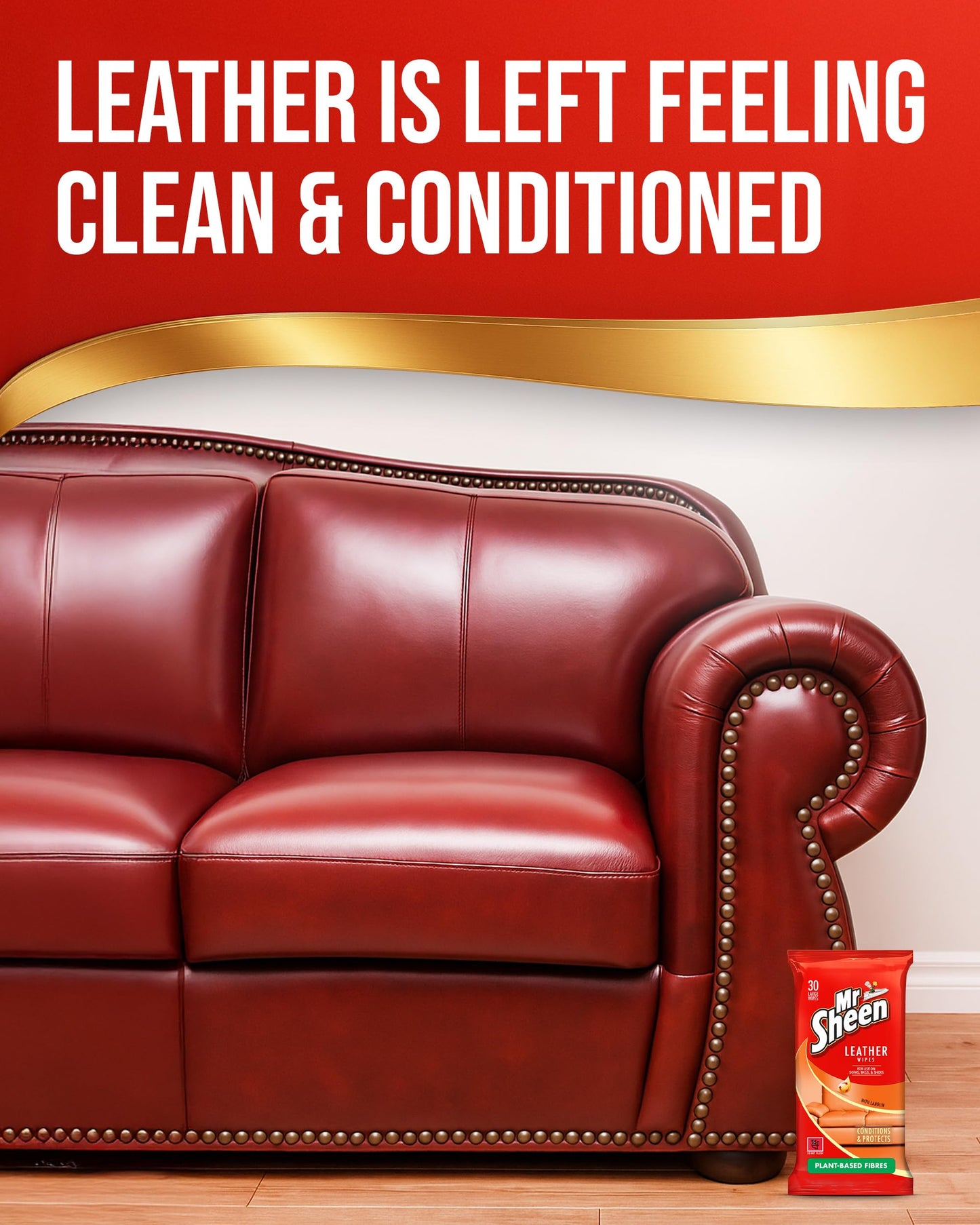 Mr Sheen Leather Wipes With Lanolin For Jacket & Sofas Pack Of 30 Wipes Pack of 3 (Total 90)