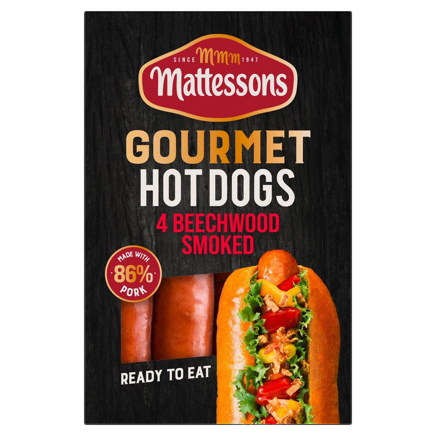 Mattessons 4 Gourmet Hot Dogs Beechwood Smoked 280g