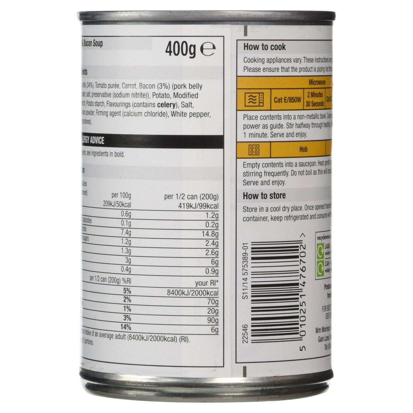 Morrisons Lentil and Bacon Soup, 400g