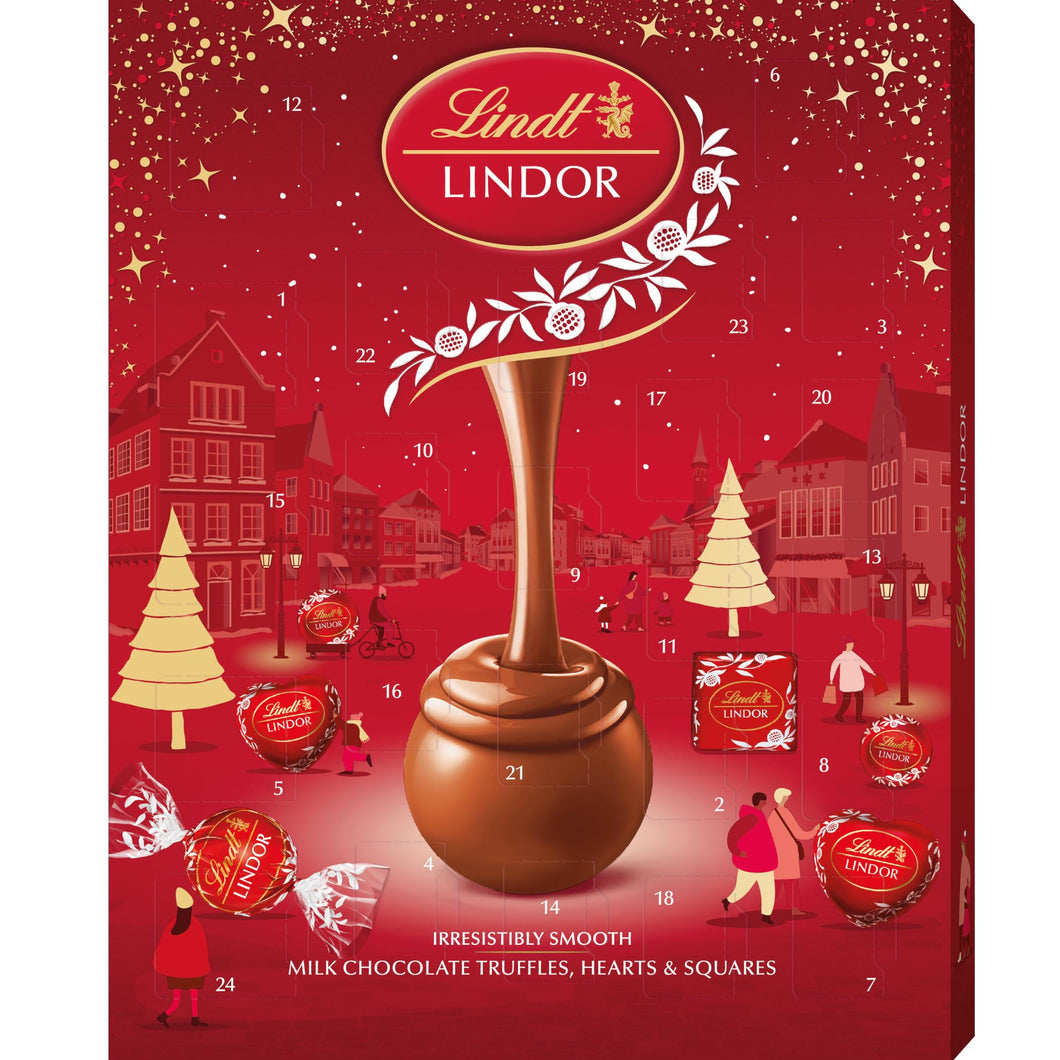 Lindt Lindor Milk Chocolate Advent Calendar 2025 – 235g – 24 Milk Chocolate Truffles with a Smooth Melting Filling – Magical Christmas Countdown Gift