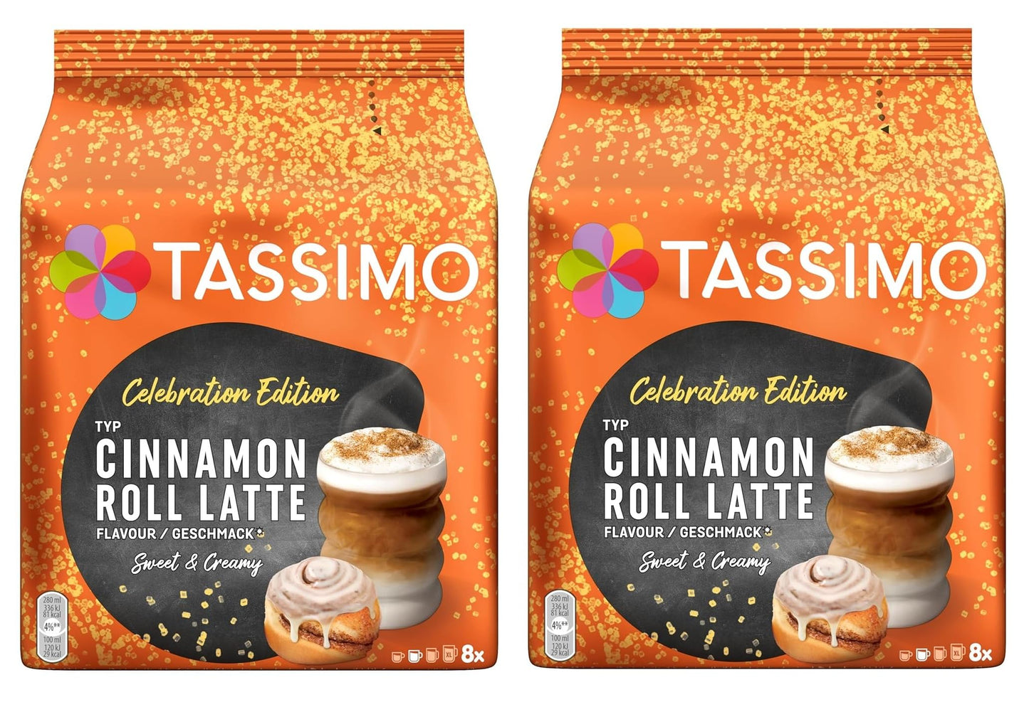 Tassimo Limited Edition Cinnamon Roll Latte Coffee Pods x8 (Pack of 2, Total 16 Drinks) – Sweet & Creamy Speciality Latte Inspired by Classic Pastry