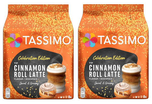 Tassimo Limited Edition Cinnamon Roll Latte Coffee Pods x8 (Pack of 2, Total 16 Drinks) – Sweet & Creamy Speciality Latte Inspired by Classic Pastry