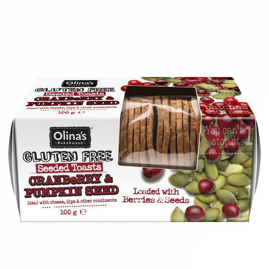 Olinas Bakehouse Toasts Gluten Free, Cranberry & Pumpkin Seed, 100g