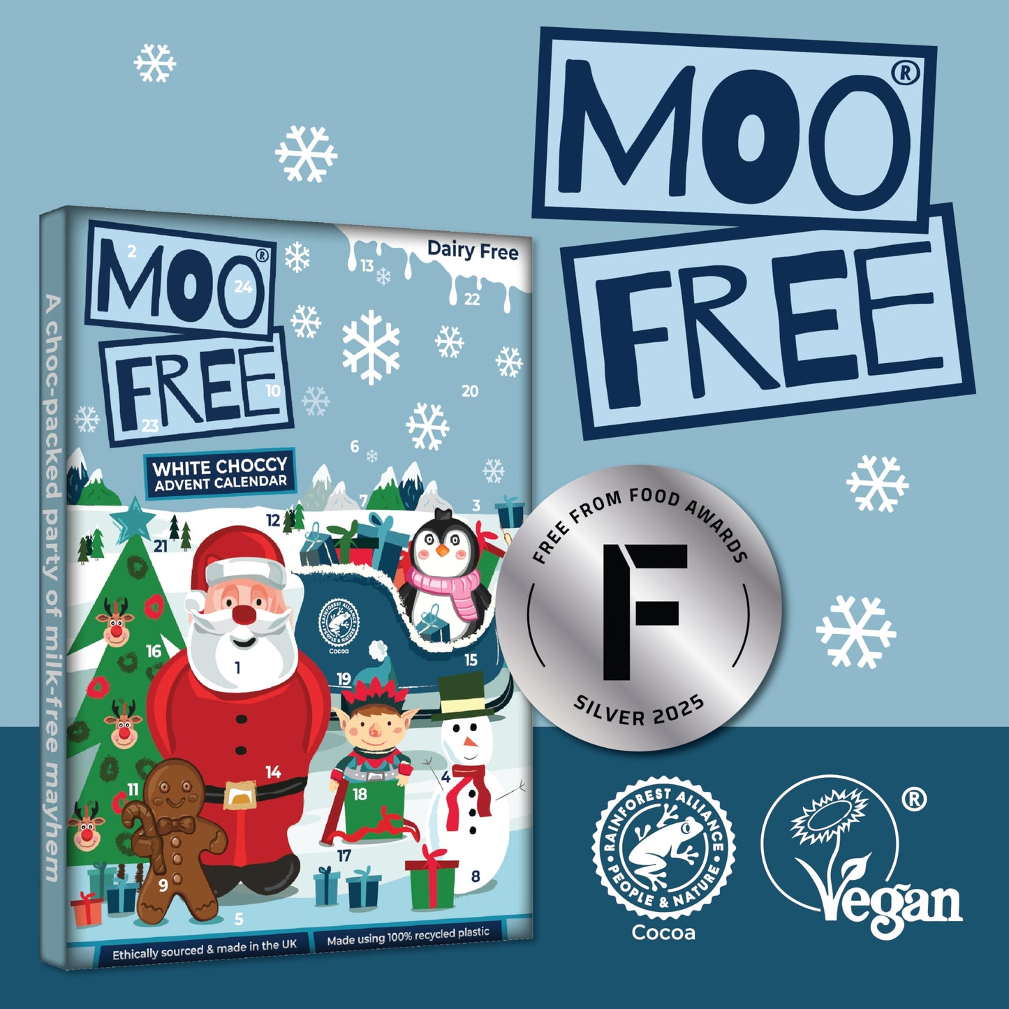 Moo Free Alternative to White Chocolate Advent Calendar - Dairy Free, Gluten Free, Soya Free - 70g