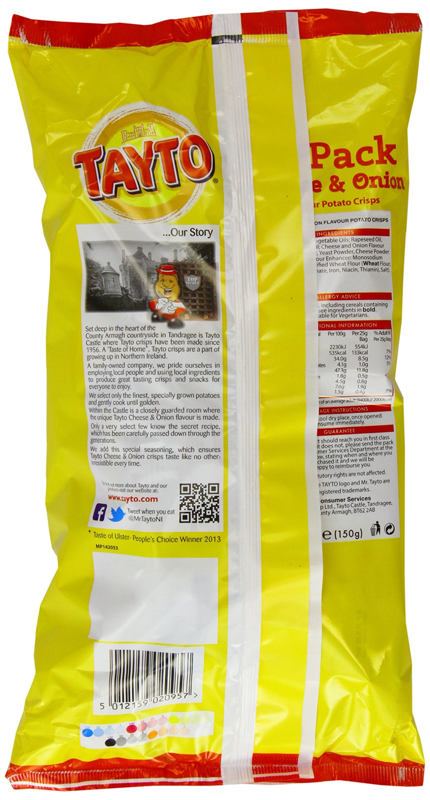 Tayto Cheese & Onion Flavour Potato Crisps 6 x 25g
