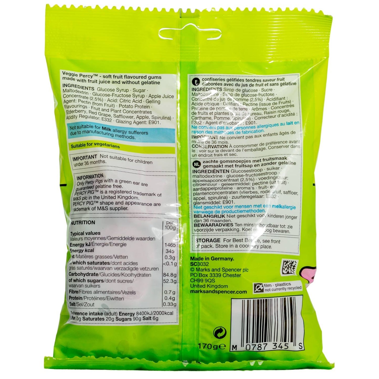 Marks & Spencer | Percy Pigs - Veggie Percy | 4 x 170g Bag