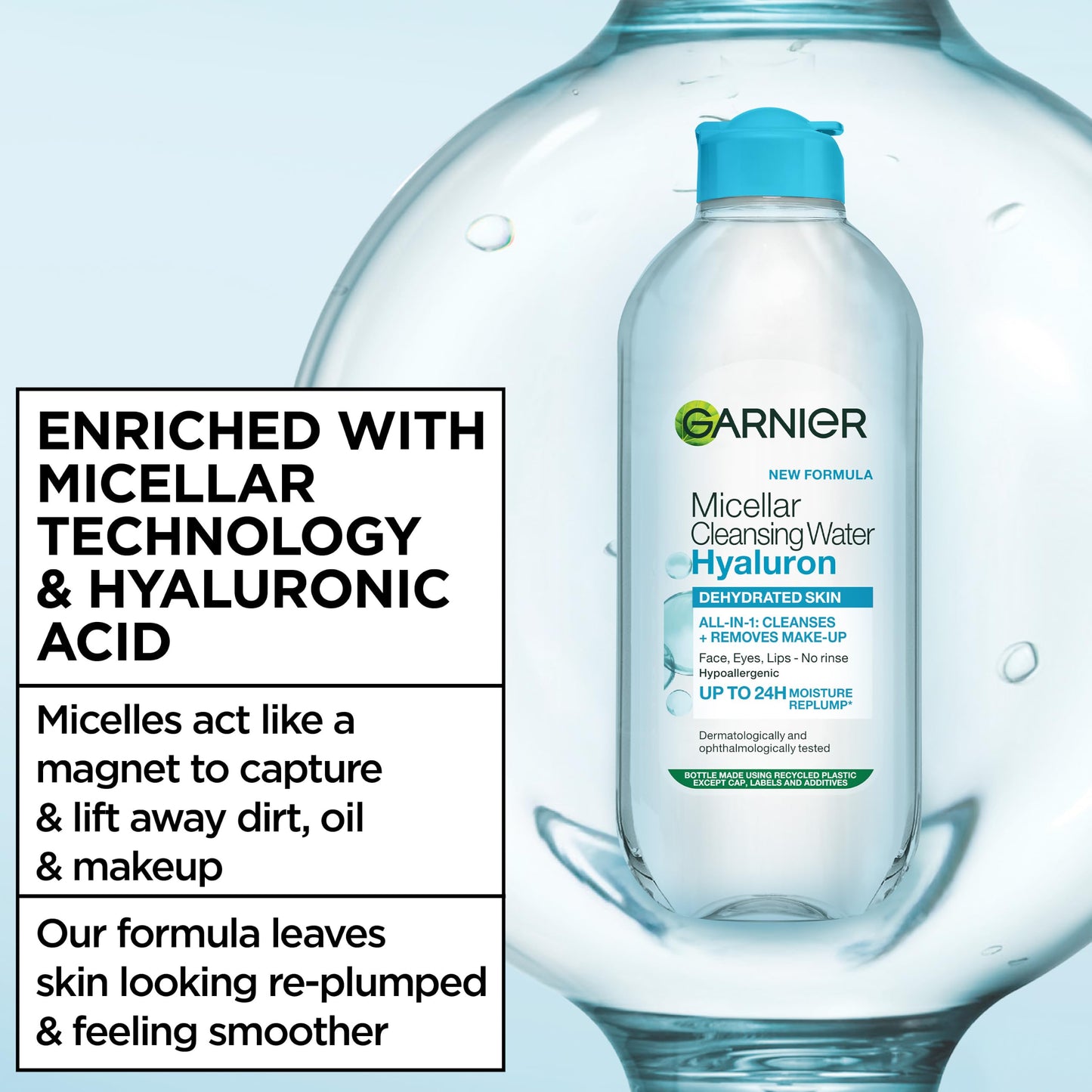 Garnier Micellar Hyaluron Cleansing Water - Barrier Strength 400ml, Packaging May Vary