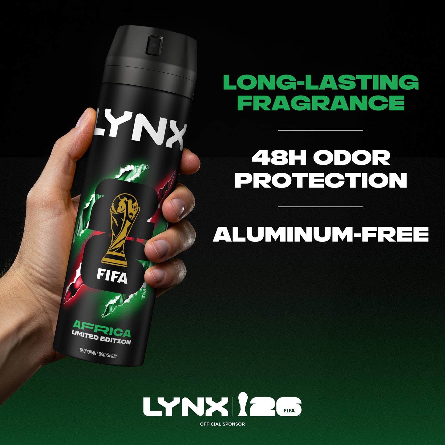 Lynx Limited Edition FIFA Africa Aerosol Body Spray men's deodorant with a mandarin & sandalwood scent for 48 hours of odour-busting freshness 200 ml