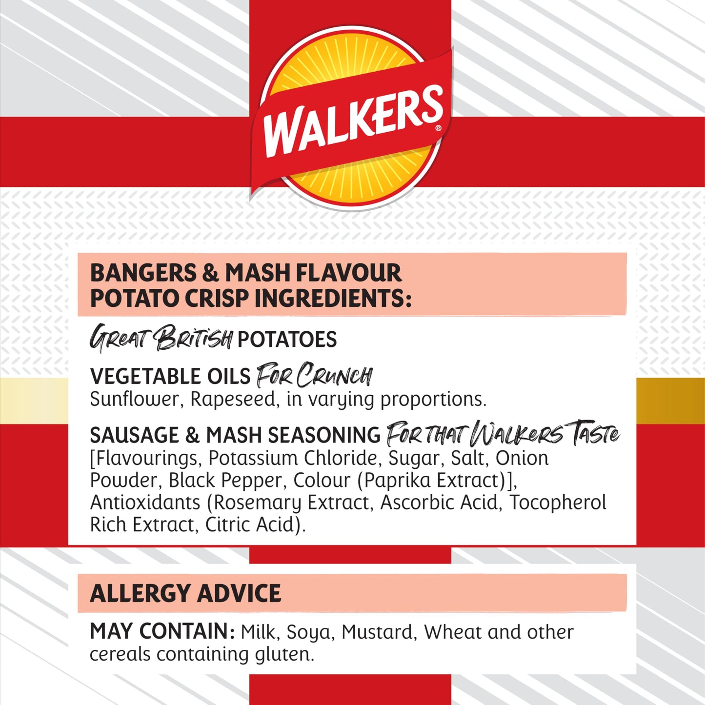 Walkers English Bangers and Mash Sharing Crisps 150g