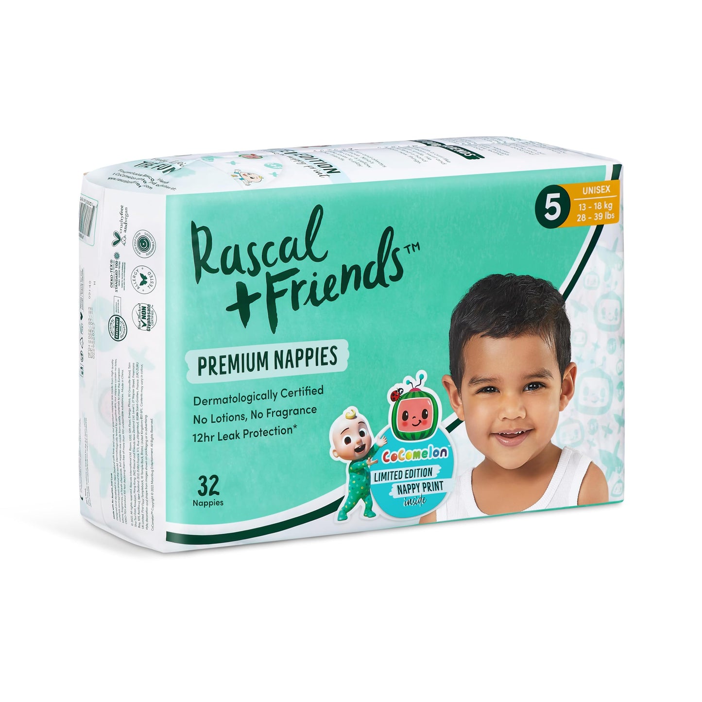 Rascal + Friends Unisex Premium Nappies 32 Nappies