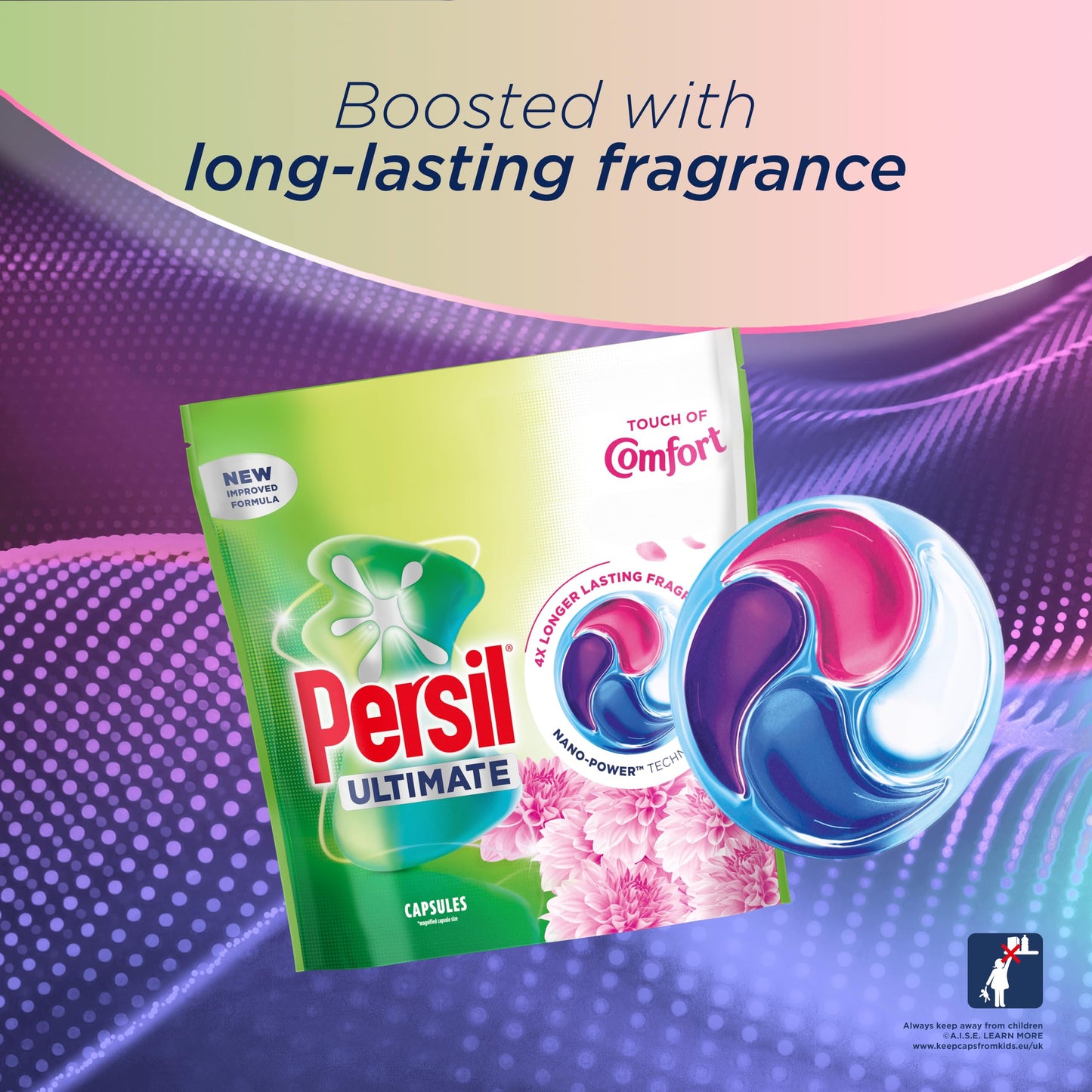 Persil Ultimate Laundry Capsules Touch of Comfort, 44 Washes - 4x Longer-Lasting Fragrance, 4-Action* Nano-Power Technology