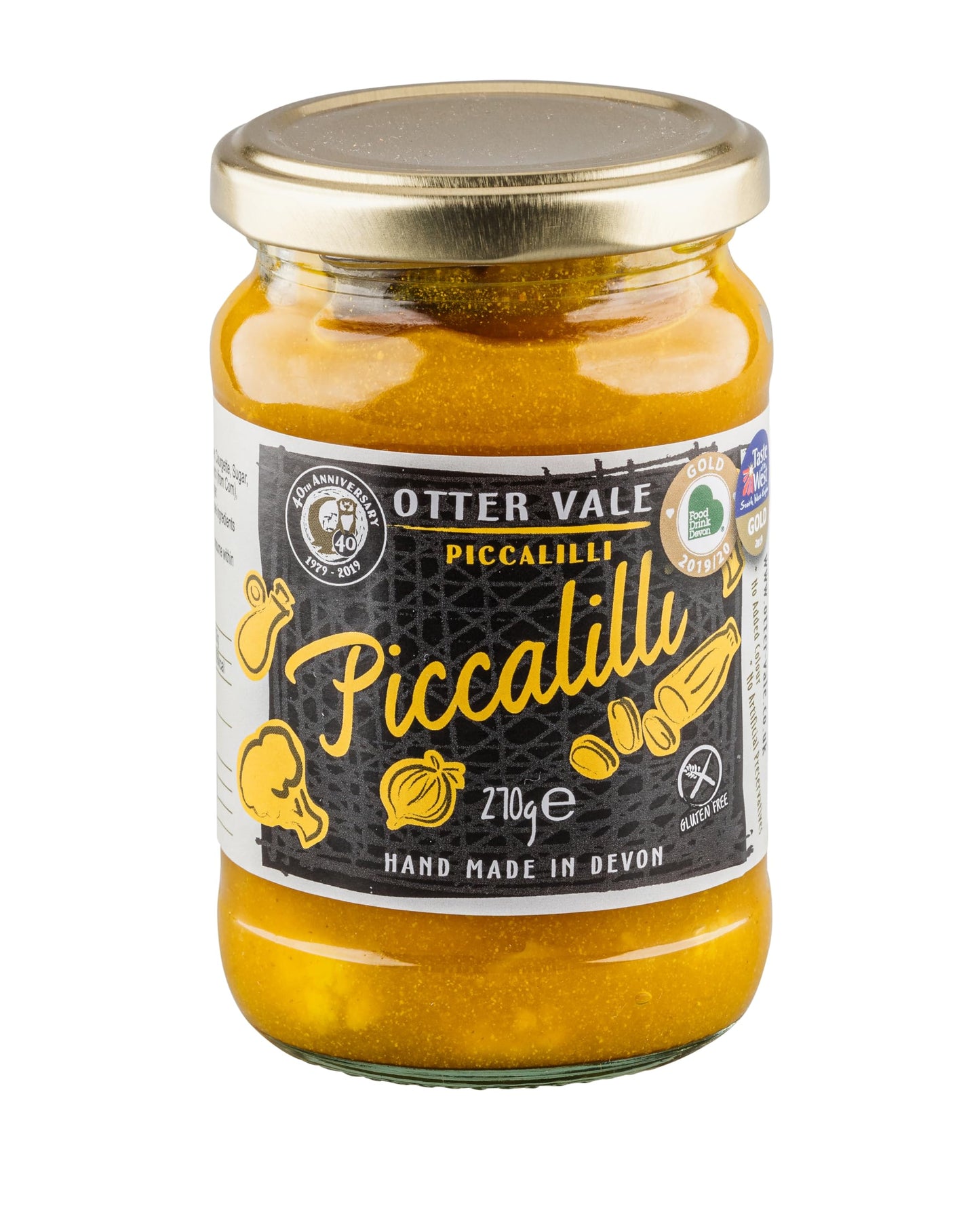 Otter Vale Piccalilli, mix of cauliflower, courgette, onion and gherkin, hand-made in Devon, gluten-free, 270g glass jar