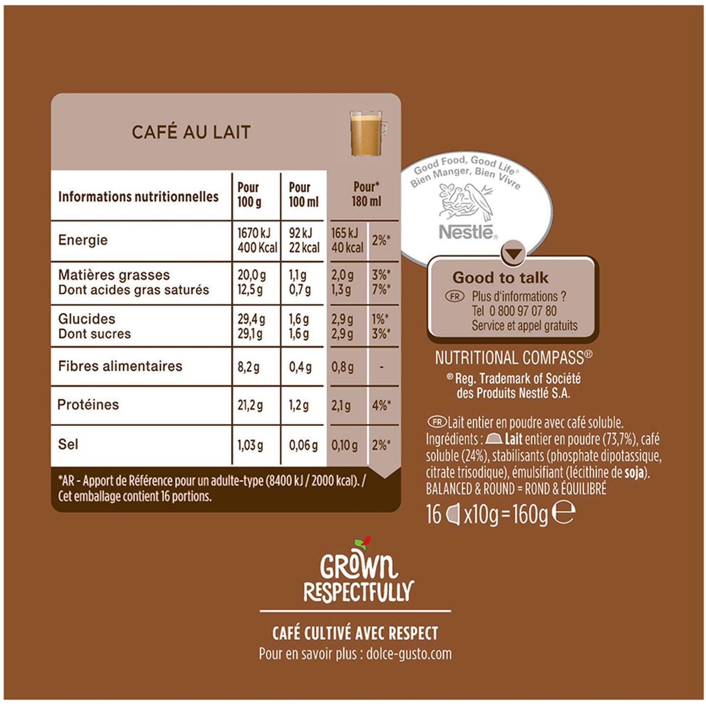 Nescafe Dolce Gusto Café Au Lait Coffee Pods x 16