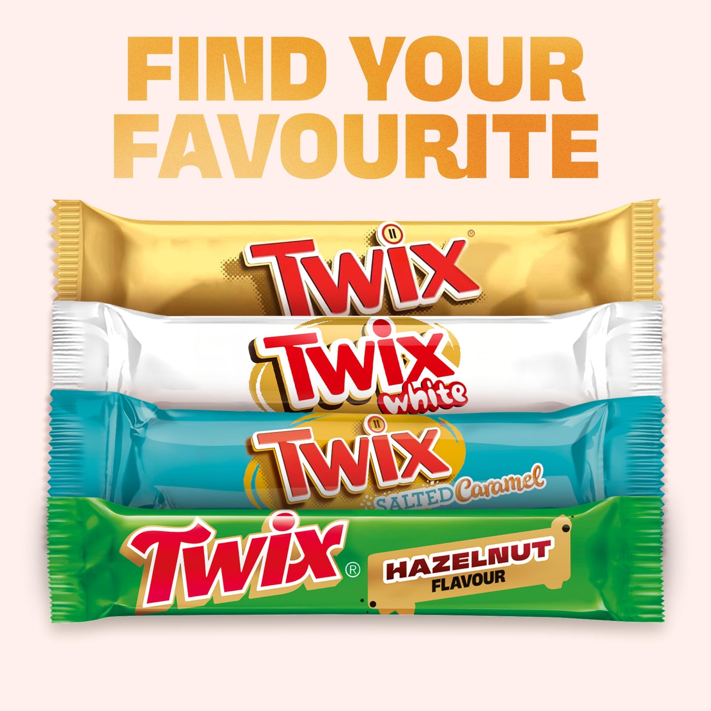 Twix Hazelnut Multipack Chocolate Bars 9 x 20g – Milk Chocolate Biscuit Fingers, Multipack for Sharing