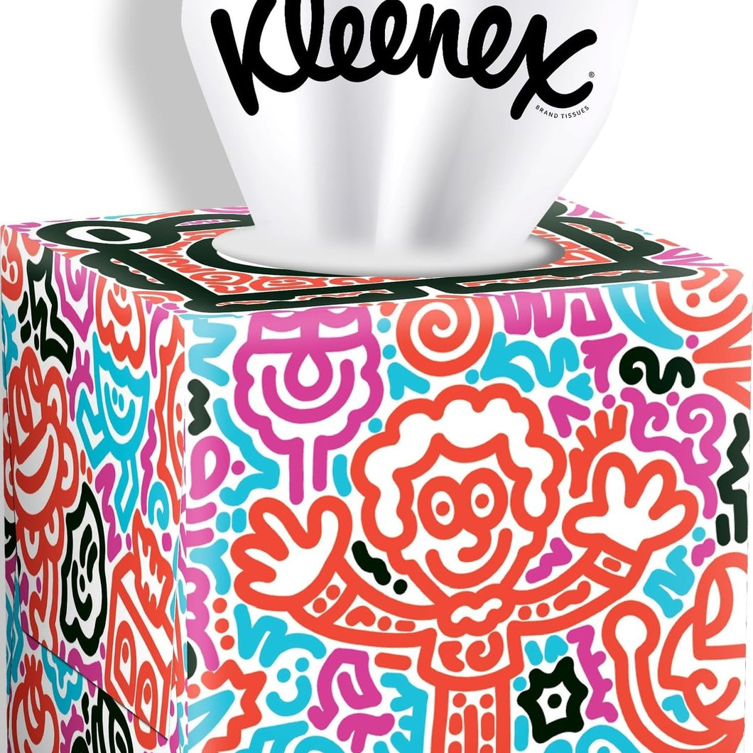 Kleenex x Mr Doodle Limited Edition Design Facial Tissue Cube - Single Cube Tissue Box. (Design May Vary from Main Image).