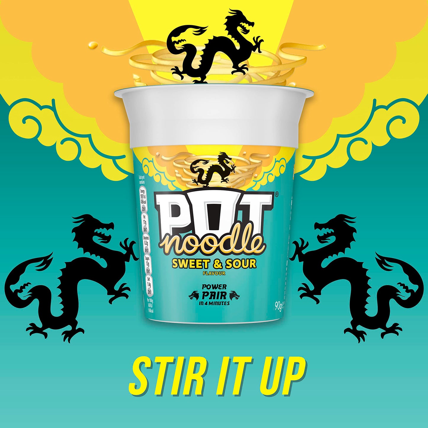 Pot Noodle Sweet & Sour Standard Pot instant vegan* snack quick to make noodles Instant Noodle 90 g