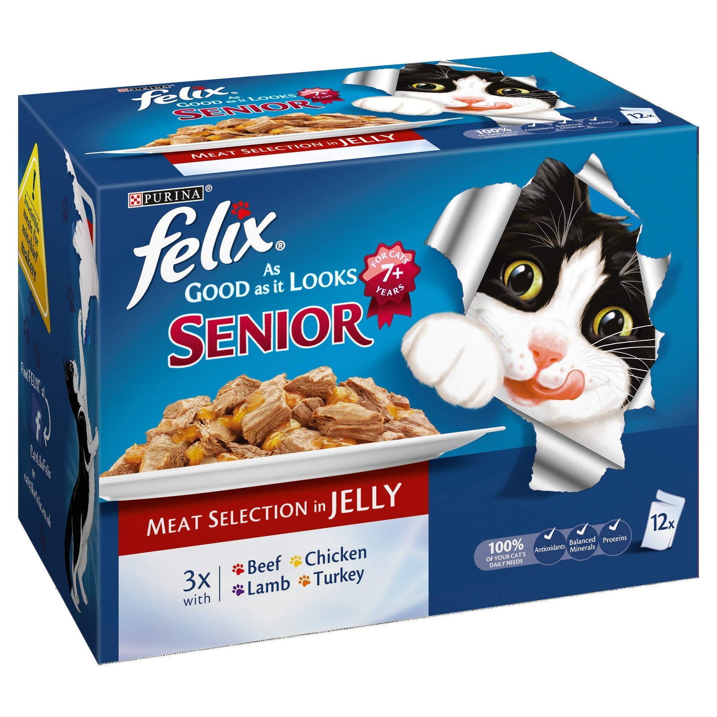 Purina Felix Senior Cat Meat Selection in Jelly, 1200 g