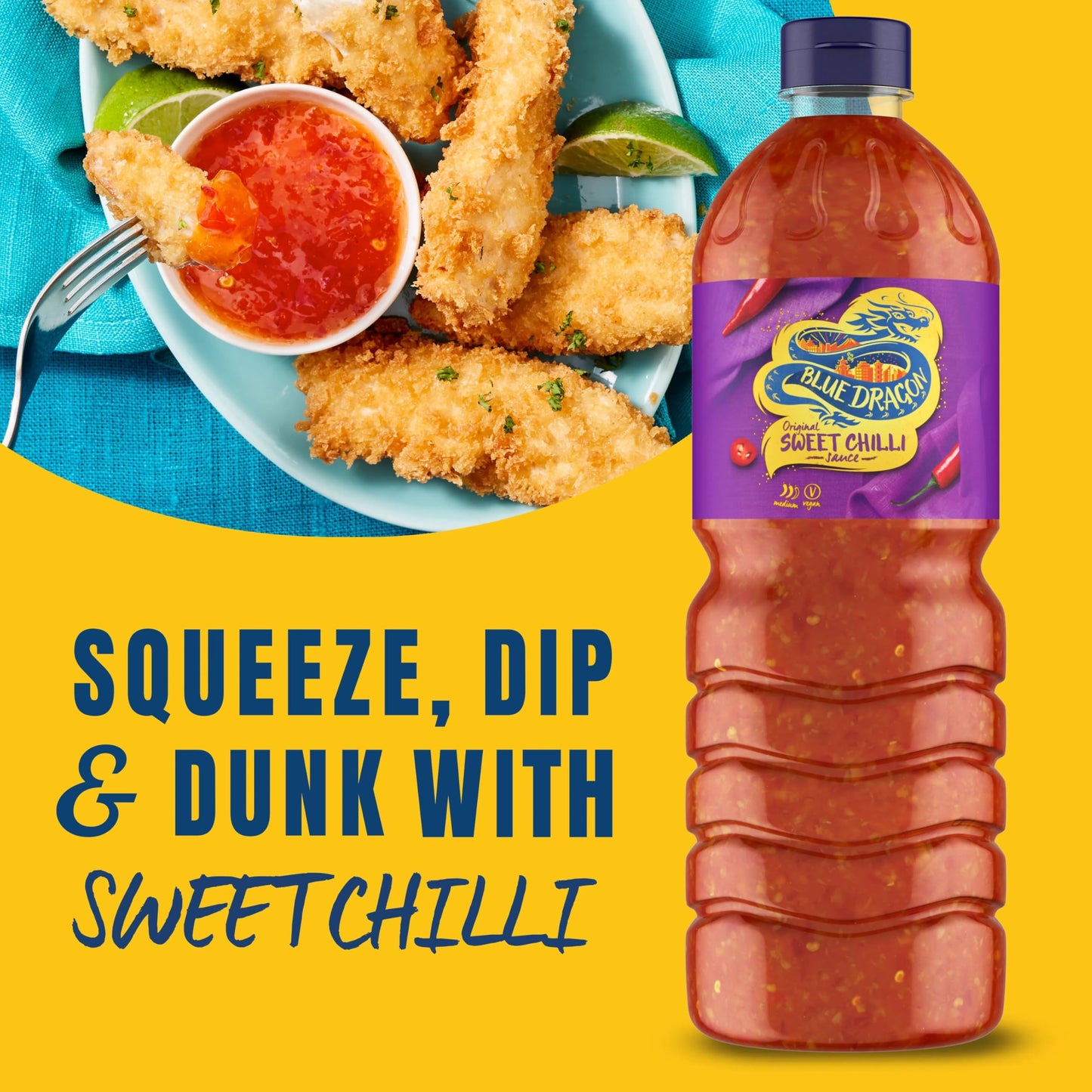 Blue Dragon Original Thai Sweet Chilli Dipping Sauce 1L | Medium Heat | Perfect With Goujons, Wraps, Burgers, Chicken, Halloumi & More