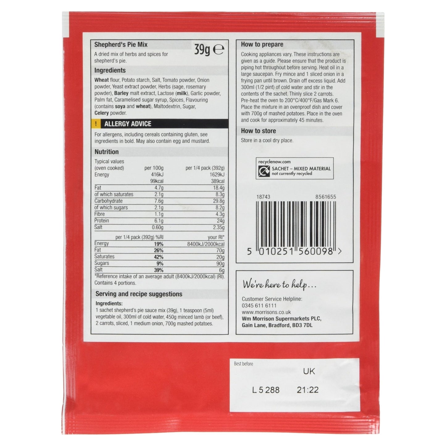 Morrisons Shepherd's Pie Mix, 39g