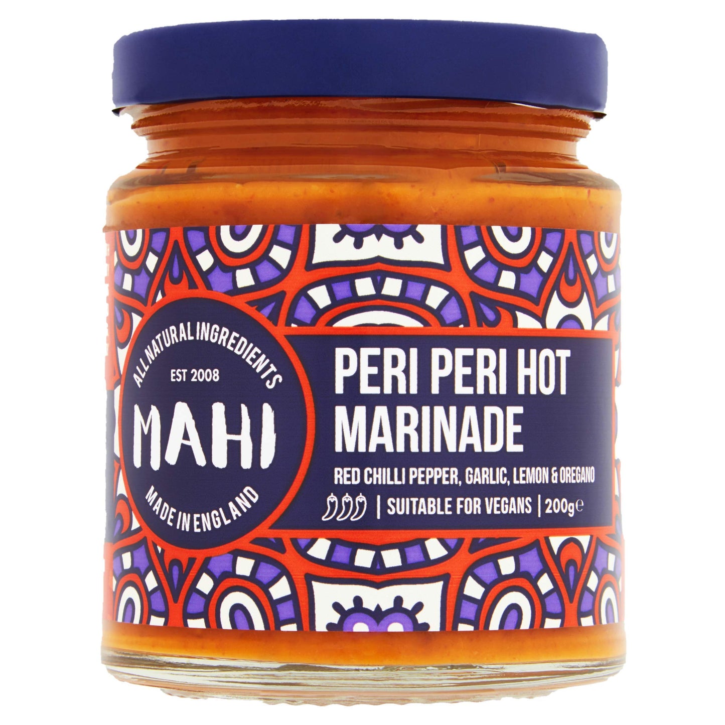 MAHI Peri-Peri Hot Marinade Sauce - Medium Spicy Chilli Heat, Perfect for BBQs & Every Day, Gluten Free (GF) Vegan Sauce, 200g
