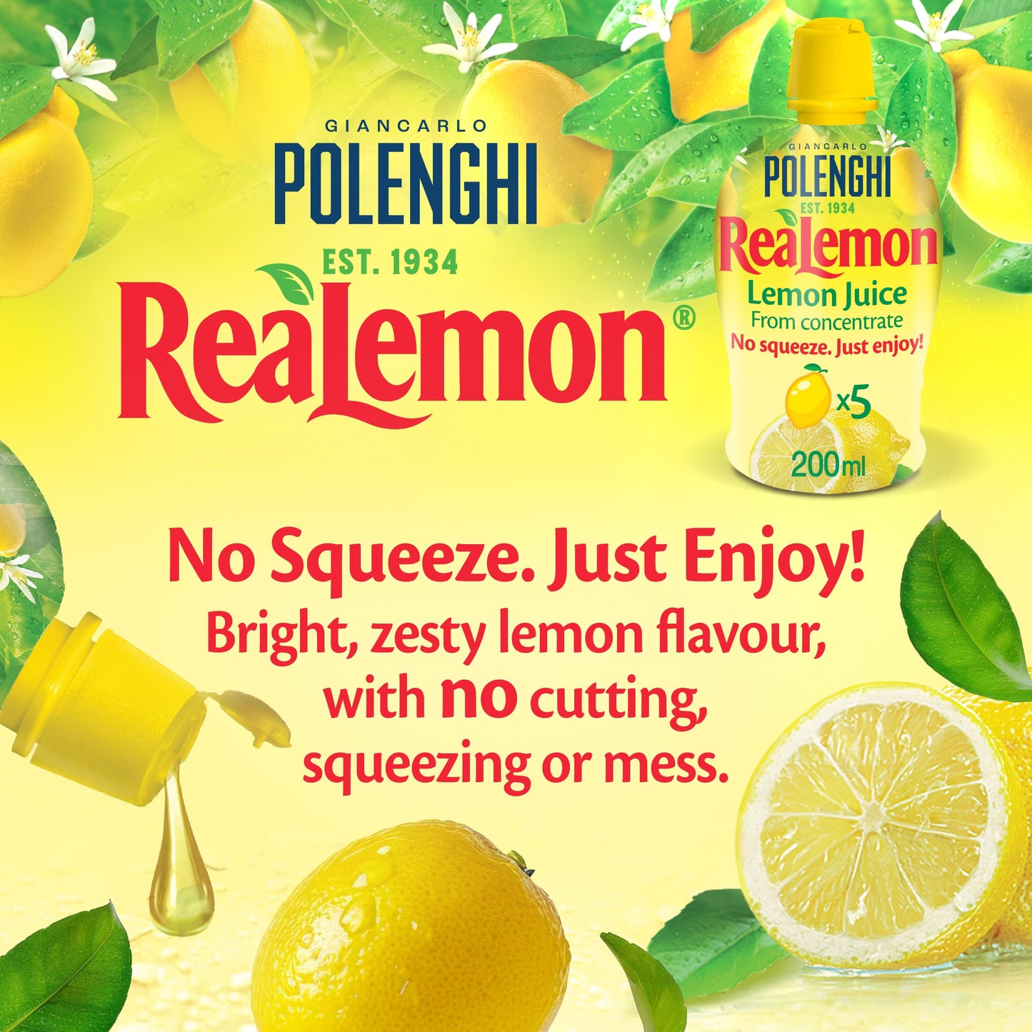 ReaLemon Lemon Juice 15 x 200ml - Tasty, Practical, Convenient - Blended from Selected Origins
