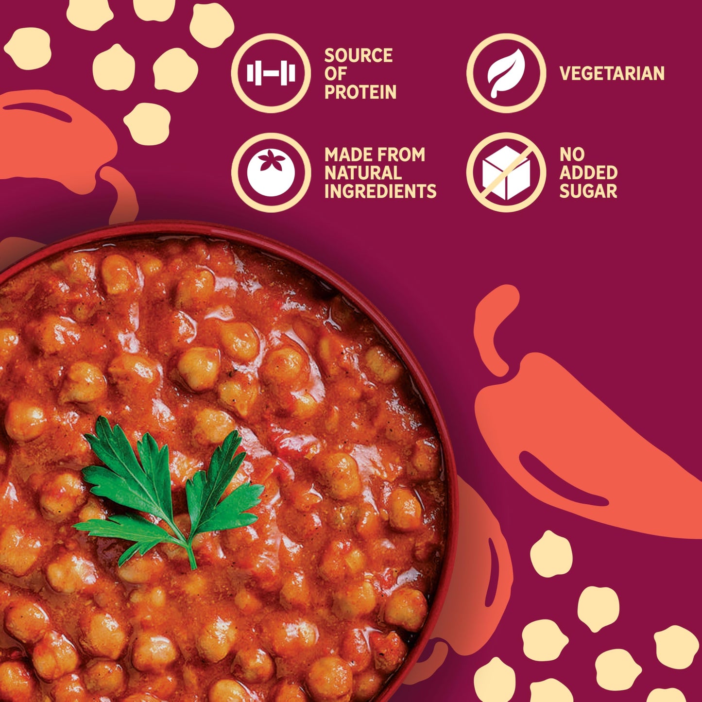 HEINZ Harissa Chickpeas with Peppers and Garlic - Meal for One, Made From Natural Ingredients, Source of Protein, 250gr