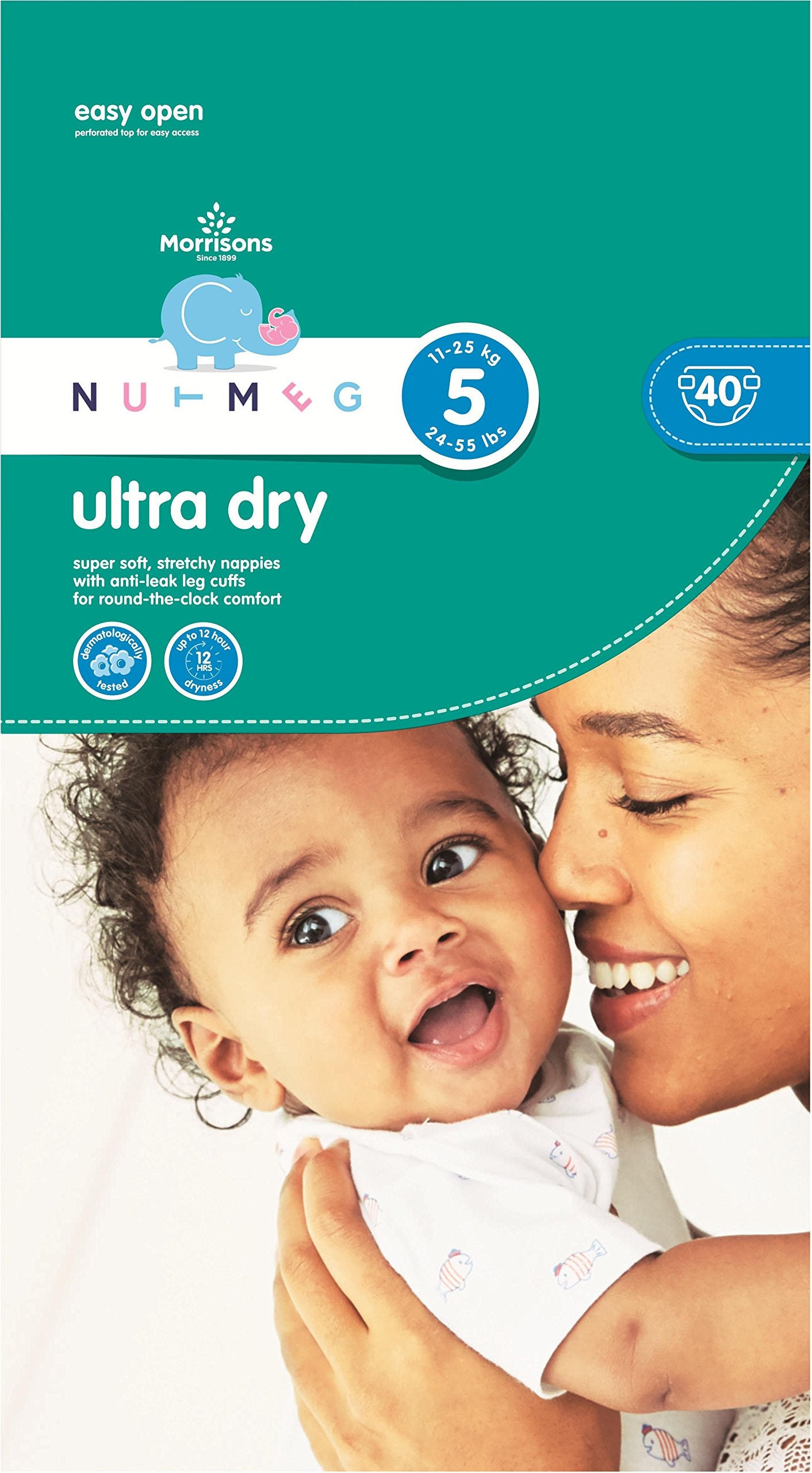 Morrisons Nutmeg Ultra Dry Nappies, Size 5