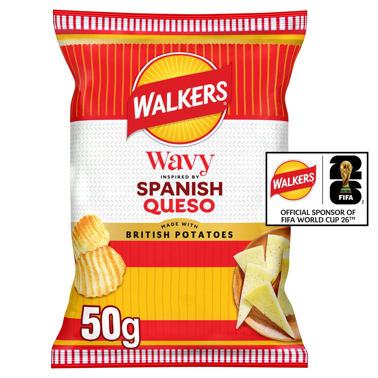 Walkers Wavy Spanish Queso Cheese Sharing Crisps 150g