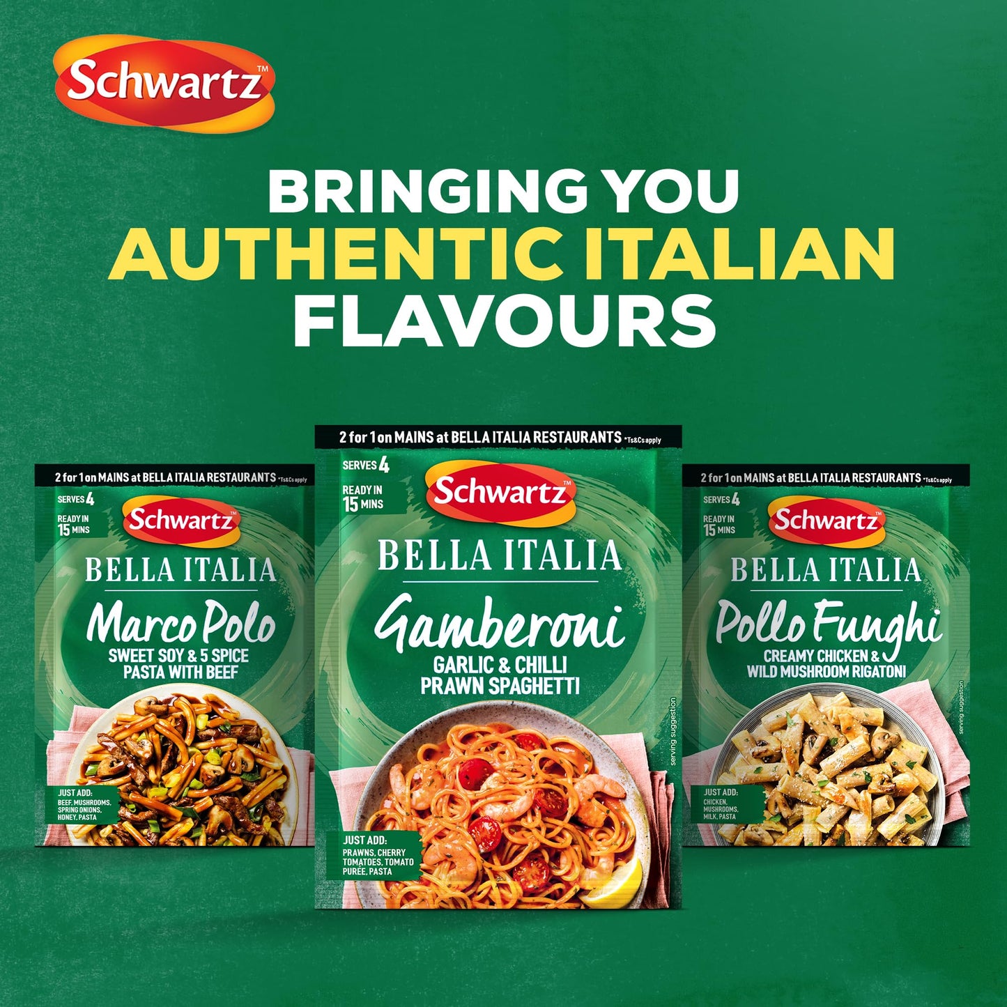 Schwartz x Bella Italia Gamberoni Garlic & Chilli Prawn Spaghetti Recipe Mix, 35g