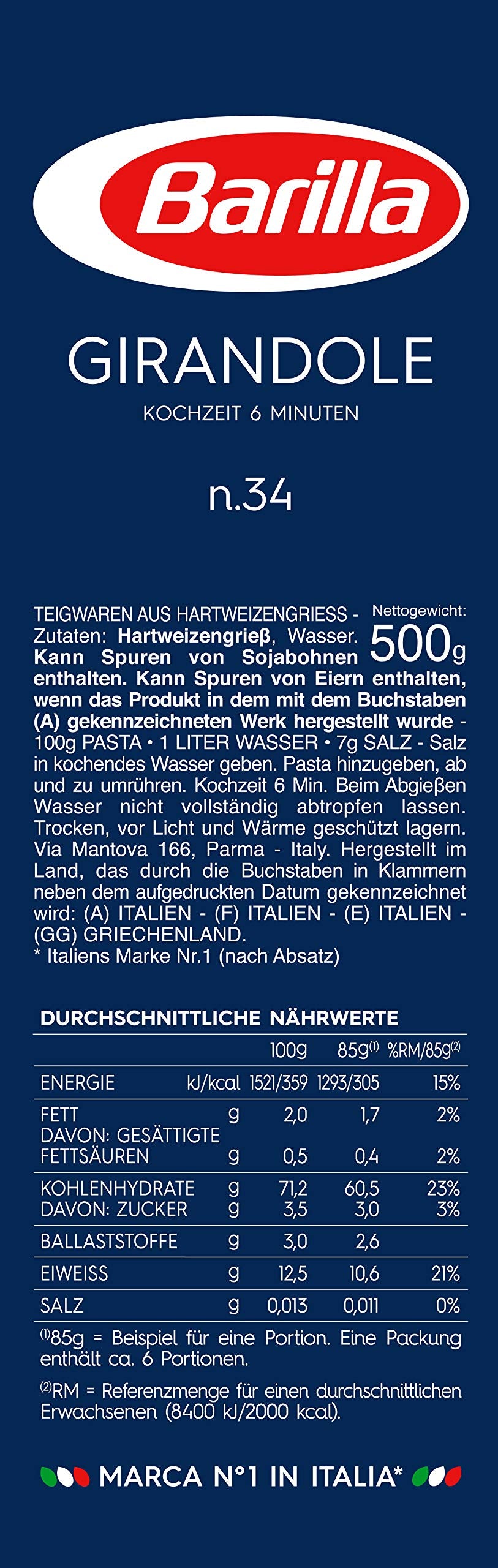 Barilla durum wheat pasta