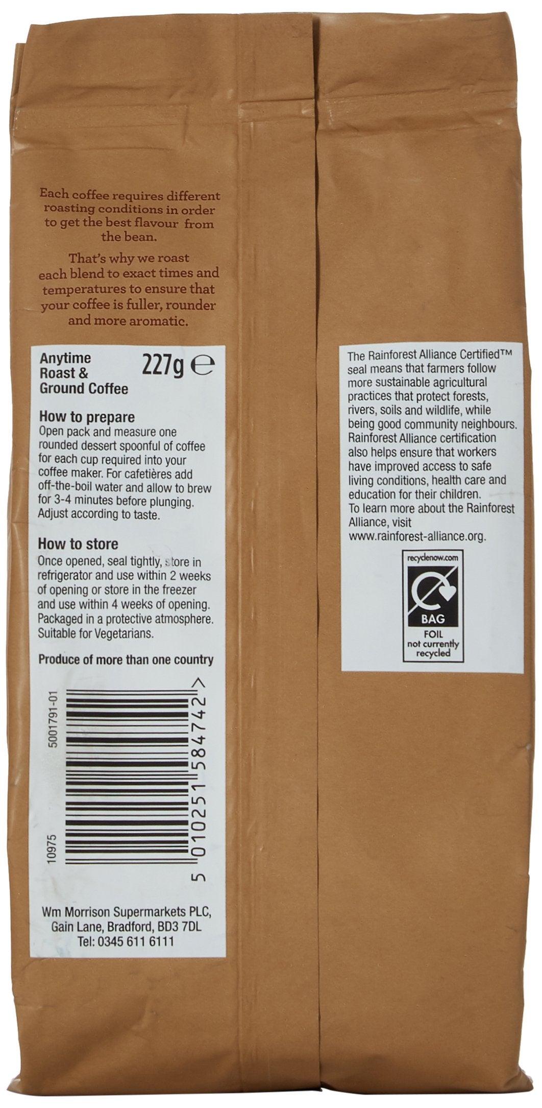 Morrisons House Blend Roast & Ground Coffee 227g