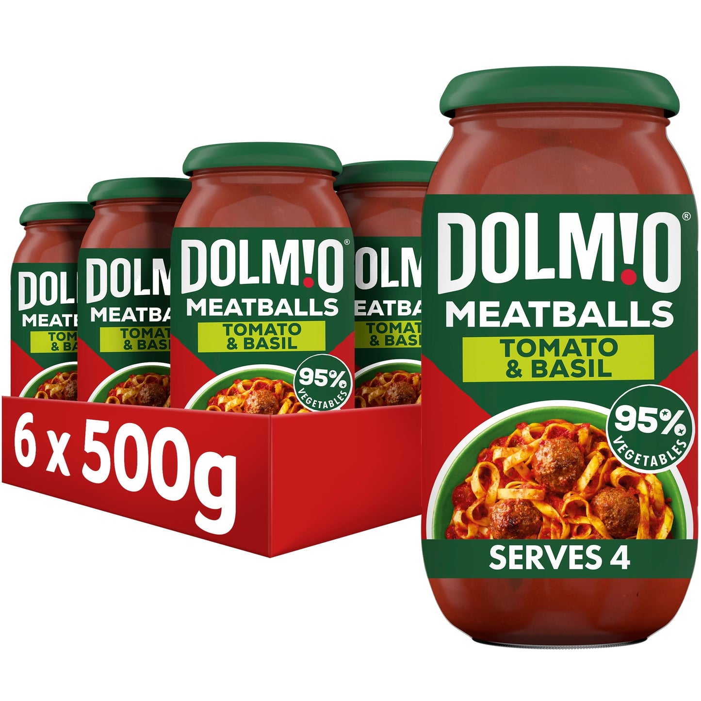 Dolmio Meatball Bolognese Tomato and Basil Sauce Jar, Bulk Multipack 6 x 500g