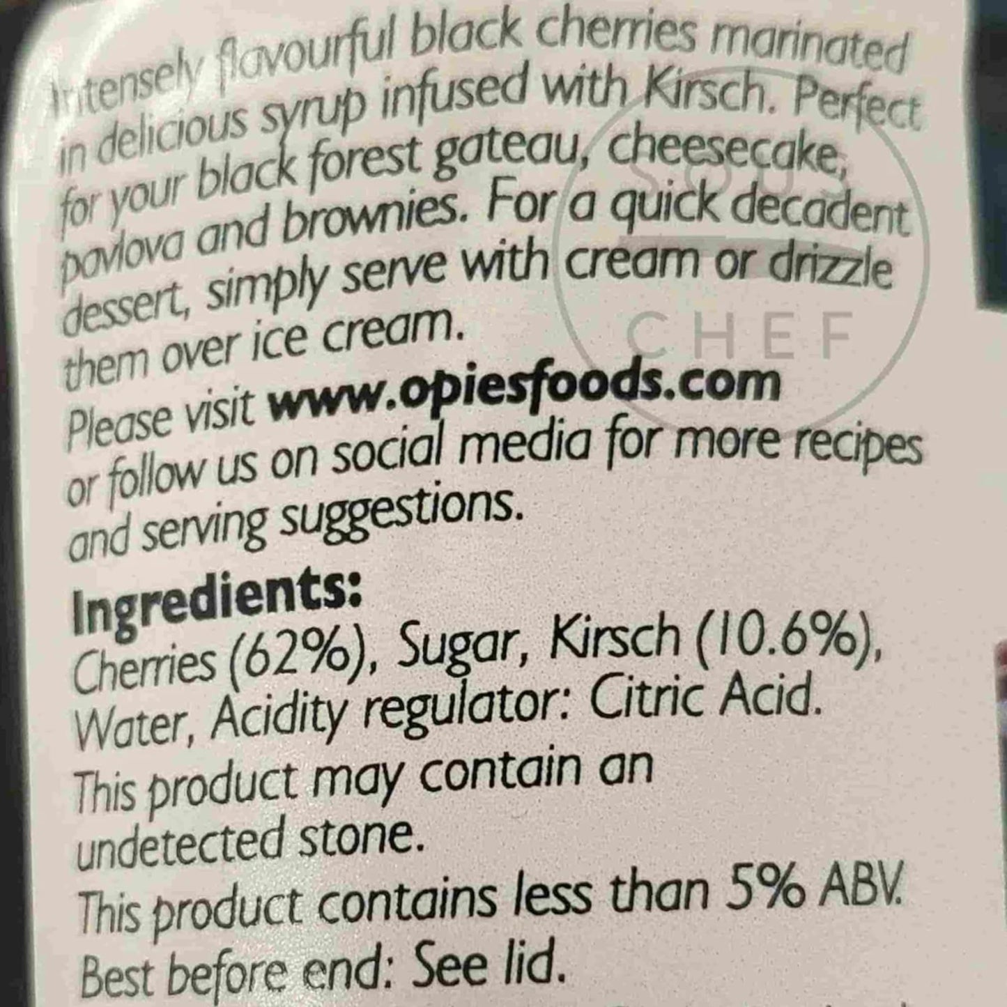 Opies Black Cherries with Kirsch 6x370g