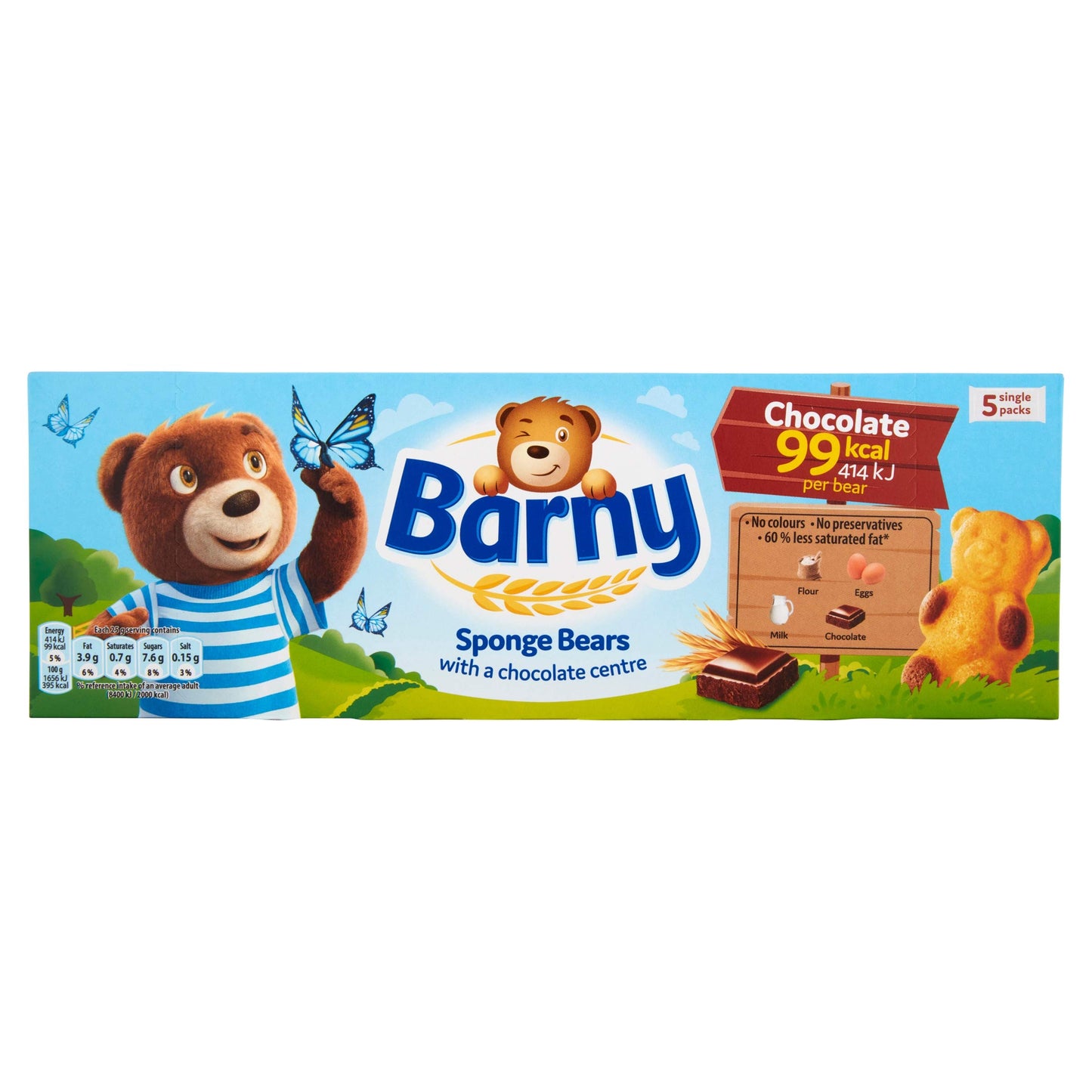 Barny Chocolate Sponge Bears, 5 x 25g