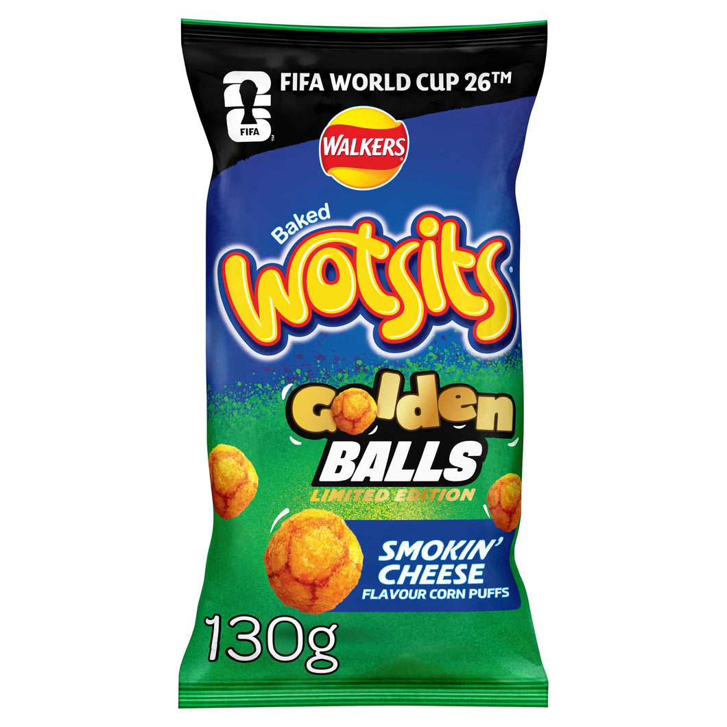 Walkers Wotsits Golden Balls Smokin’ Cheese Puffs Sharing Snacks 130g