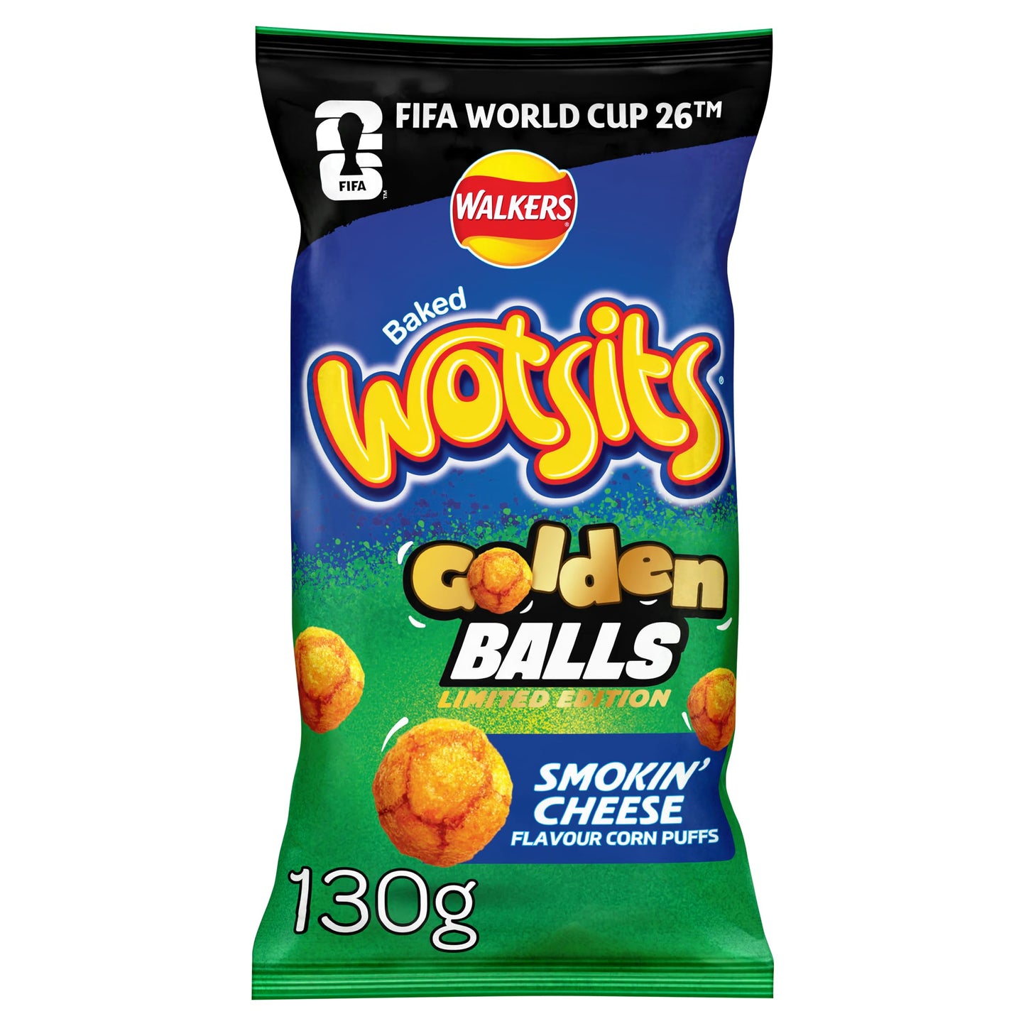 Walkers Wotsits Golden Balls Smokin’ Cheese Puffs Sharing Snacks 130g