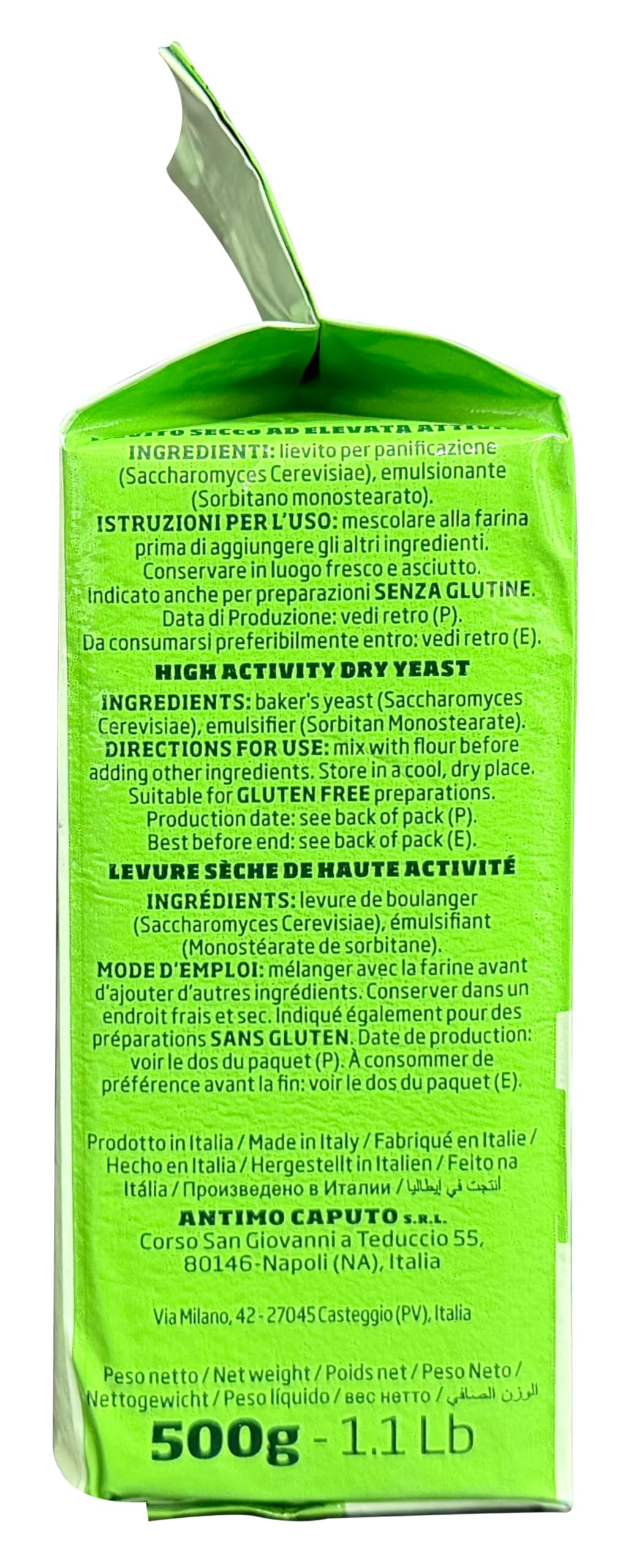 Antimo Caputo Lievito Active Dry Yeast 1.1 LB Pack Large - 17.63 Oz - Made in Italy - Perfect with 00 Flour for Bread, Pizza, and Pastries