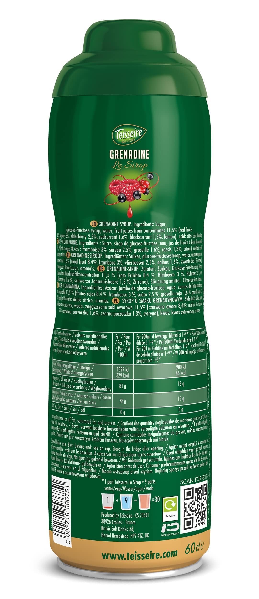 Teisseire Syrup Grenadine 600ml