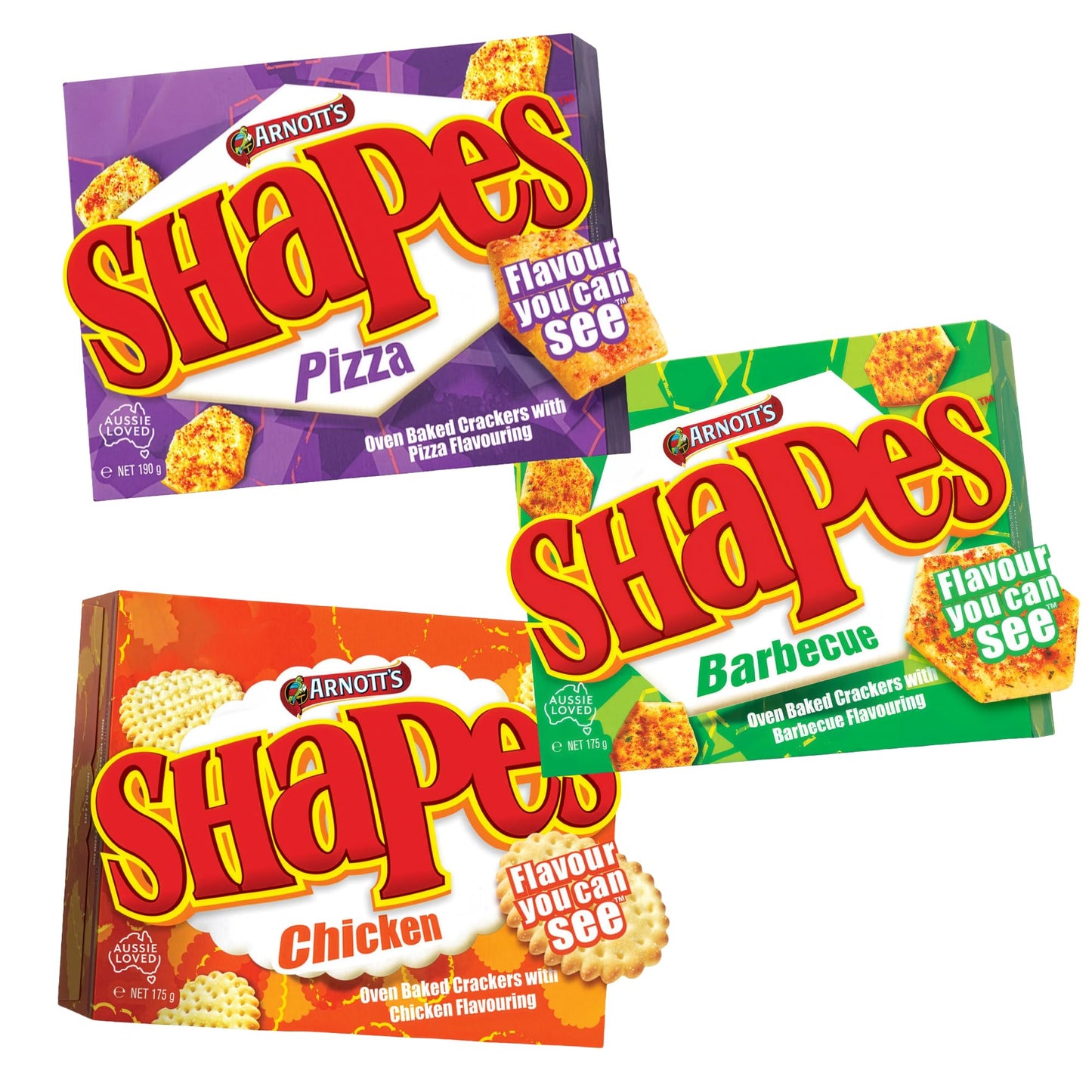 Arnott’s Shapes Oven Baked Crackers | Savoury Biscuits | Variety Pack of 3