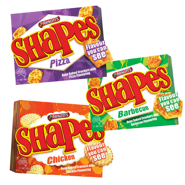 Arnott’s Shapes Oven Baked Crackers | Savoury Biscuits | Variety Pack of 3