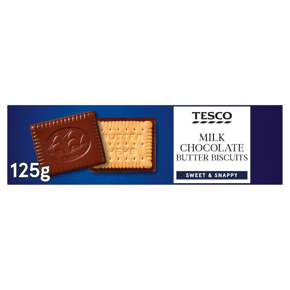 Tesco Milk Chocolate Butter Biscuits, 125g