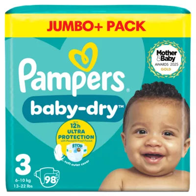 Pampers Baby Dry Nappies - Size 3, 98 pack