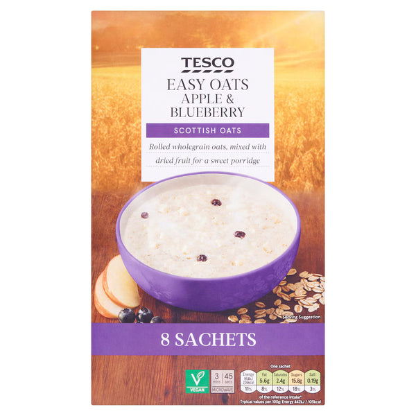 Tesco Easy Oats Apple & Blueberry, 8x36g