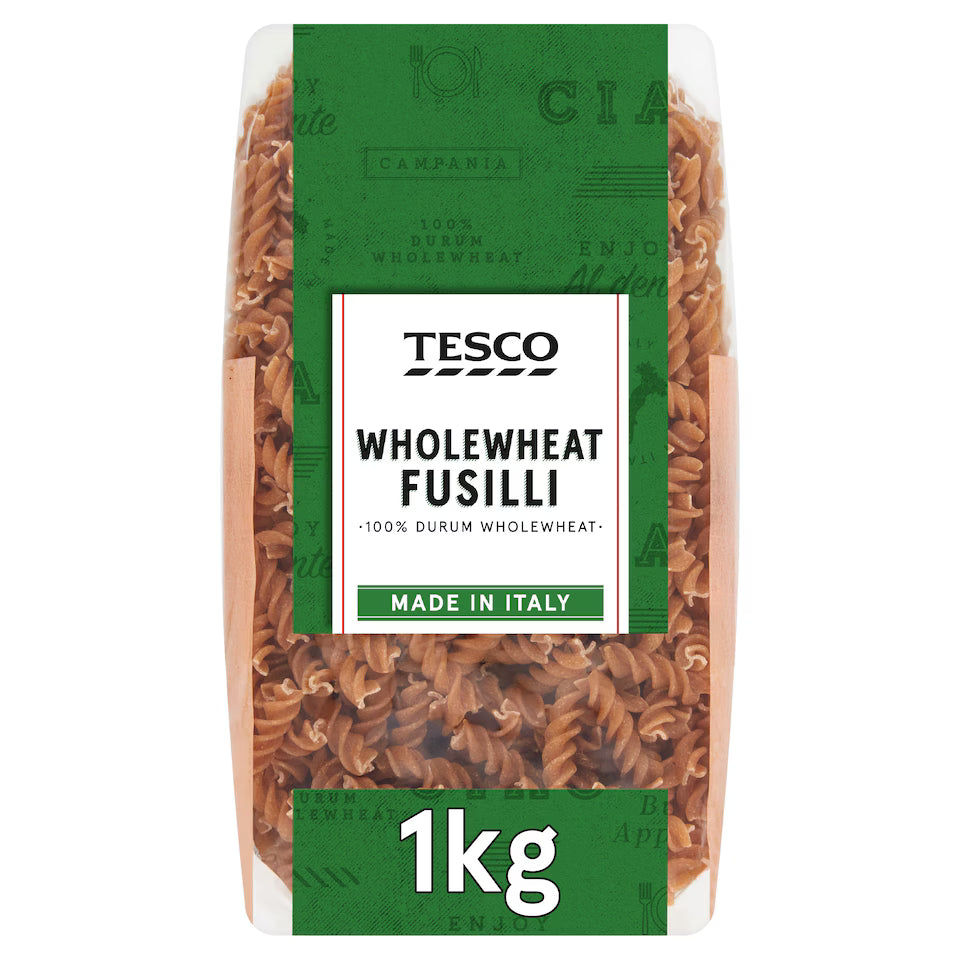 Tesco Wholewheat Fusilli Pasta, 1kg