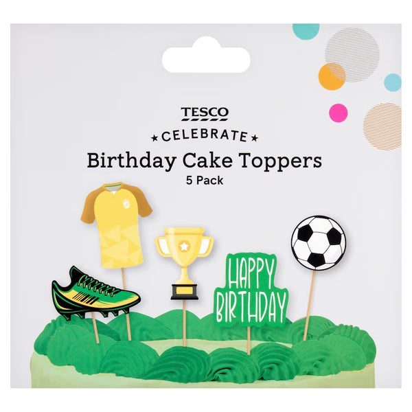 Tesco Football Birthday Cake Toppers 5 Pack
