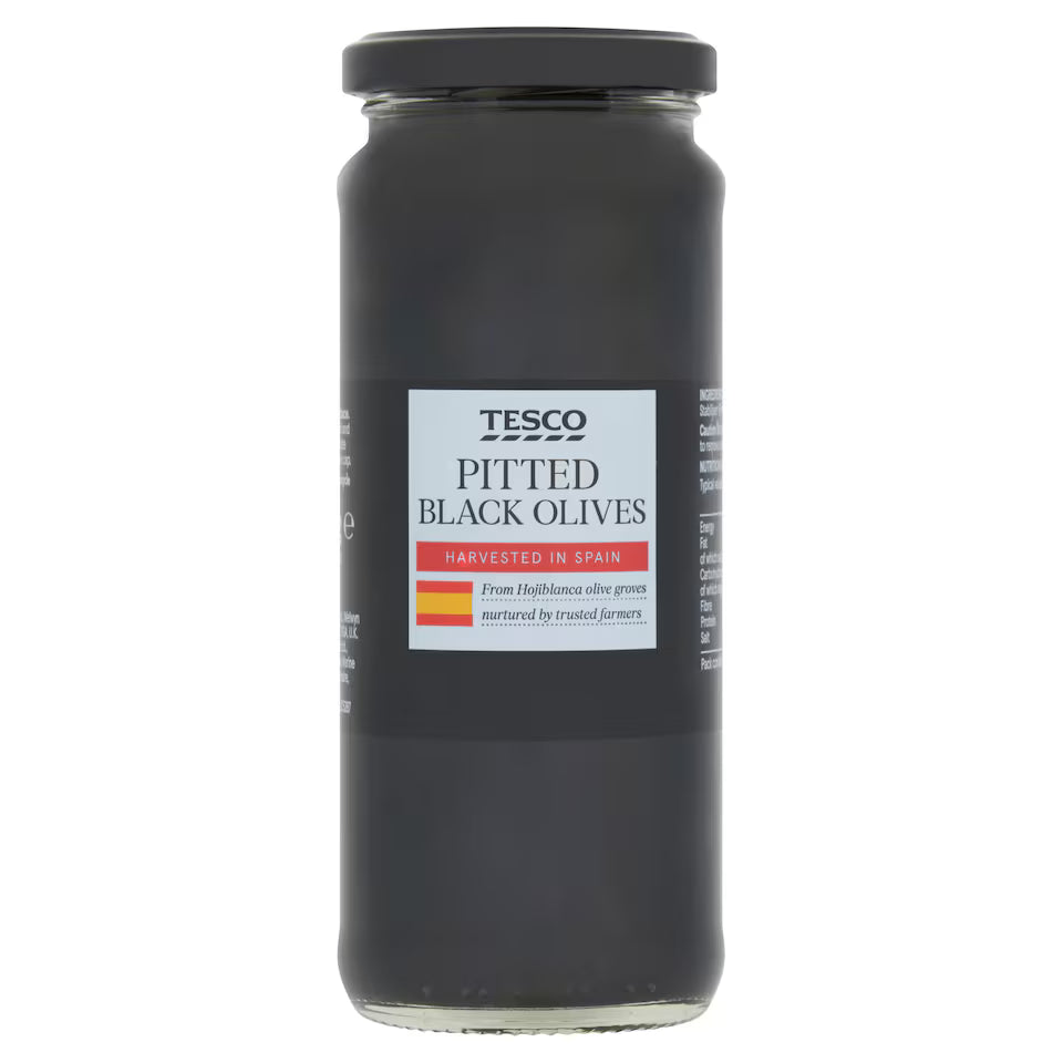 Tesco Pitted Black Olives, 330g