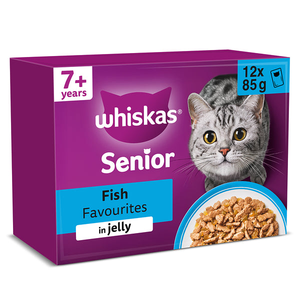 Whiskas Wet 7+ Senior Cat Food Fish Favourites in Jelly, 12x85g