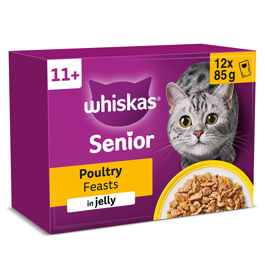 Whiskas 11+ Senior Pouches Poultry Feasts in Jelly, 12x85g