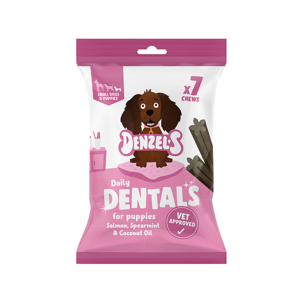 Denzel's Daily Dentals For Small Dogs/Puppy Salmon, Spearmint & Coconut Oil 91g